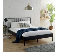 (Double) Home Source Odessa Modern Black Metal Bed Frame with Headboard