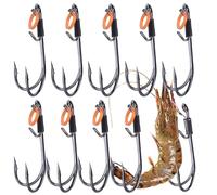 Double Hook Fishing - Pack of 10 Frog Hooks | Anti-Carbon Steel Fishing Iron | Durable Double Dig Hooks for Bass, Trout, Crappie, Grouper, Panfish & Saltwater Beach Fishing