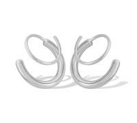 Double Hoop Earrings for Women Single Piercing Tiny Twist Earrings for One Hole Spiral Fake Multiple Piercings Earings Cartilage Conch Helix Piercing Jewelry, Copper, No Gemstone