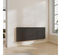 Double Horizontal 600x1593mm Stylish Oval Column Radiator Anthracite | Modern Central Heating Wall Mounted Rads,BS EN442 Standards,Column Radiators Designed for UK Hallway, Living Room & Bathroom