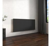Double Horizontal Modern Oval Column Radiator 600x1416mm Anthracite | Central Heating Wall Mounted Rads,BS EN442 Standards,Column Radiators Designed for UK Hallway, Living Room & Bathroom