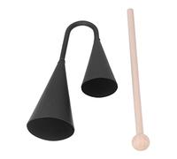 Double horn Agogo Bell, struck with a wooden stick, for concerts, stage performances, holiday parties. Handheld, safe eco-friendly metal material, durable,Suitable for kids 7.3in