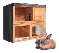Double Hutch Cover Heavy Duty Waterproof Rabbit Cage Protector with Clear Window for Winter Weatherproofing 48L x 20D(Black)