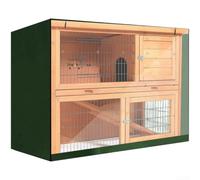 Double Hutch Cover Heavy Duty Waterproof Rabbit Cage Protector with Clear Window for Winter Weatherproofing 48L x 20D(Green)