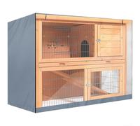 Double Hutch Cover Weatherproof for Rabbit Cage with Clear Window Moisture Resistant for Guinea Pigs 48L x 20D(Gray)