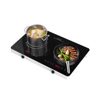 Double Induction Cooktop, 2 Burner Induction Burner 20 Temperature & Power Levels Portable Electric Stove Countertop Burners, Knob Control, Child Safety Lock & 4H Timer, Auto Shut-Off