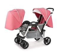 Double Infant Stroller,Baby Stroller Twins-Cozy Compact Twin Stroller,Twin Baby Pram Stroller with Tandem Seating,Tandem Umbrella Stroller for Girls Boys(Pink)