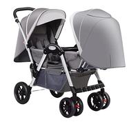 Double Infant Stroller,Foldable Baby Stroller Twins-Cozy Compact Twin Stroller,Twin Baby Pram Stroller,Oversized Canopy,Double Tandem Stroller with Tandem Seating(Gray)