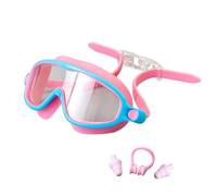 Double Inner Tube for River Swimming Goggles Set Swimming Goggles Nose Clip Earplugs 3pcs Children's Large Frame Water Proof and Fog 2025 Summer Wide Ocean Floats Heavy (One Size) Pink