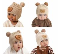 Double Insulated 0-24m Teddy Bear Beanie Hat Unisex (1, Beige)