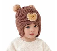 Double Insulated 0-24m Teddy Bear Beanie Hat Unisex (1, Coffee)