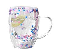 Double Insulated Glass Coffee Cups,Double Wall Glass Coffee Mugs, 350ml Aesthetic Clear Insulated Mug, Large Capacity Glasses, Light Weight Cup