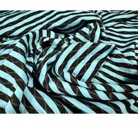 Double Jersey Stretch Fashion Fabric, per metre - Mock Quilted Stripe - Turquoise Blue & Black