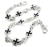 Double K Heavy IRON CROSS Biker Trucker Key Jean Wallet Chain (22" 27.5") Silver NCS95, Silver, 22"