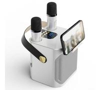 Double K singer sound Compatible Portable Karaoke Speaker Karaoke Bluetooth-compatible Speaker For Parties, Dual Microphone, Latest Chip V5 3(White)