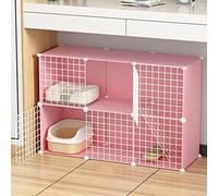 Double Kitten Playpen Plastic Platforms Cat Carrier,Detachable Critter Ferret Cage,Expandable Hard Kitten Cage For Indoor Cats Accessories (Color : Pink)