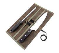 Double Knife Roll for Chefs,Waxed Canvas Vertical Knife Storage Case,Travel Carry-On Roll Bag,Rectangular Protector Sheath Pouch Organizer for Chef Kitchen Cutlery Knives Accessories,Cooking Tool