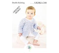 Double Knit Crochet Pattern for Baby Short or Long Sleeve Cardigan & Waistcoat (UKHKA 248), 12'' - 20''