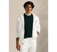 Double Knit Tech Hoodie with Zip Fastening White Marl