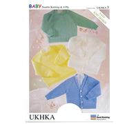 Double Knitting DK & 4 Ply Pattern - Baby Long Sleeved Ribbed Detail Cardigans & Sweaters (UKHKA 3)