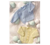 Double Knitting DK Pattern for Baby Long Sleeved Cable Knit Cardigan & Sweater (UKHKA 64)