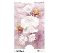 Double Knitting Pattern - UKHKA 40 Baby Cardigan Hat Bootees & Mittens