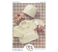 Double Knitting Pattern - UKHKA 51 Baby Long Sleeved Jacket & Matching Hat