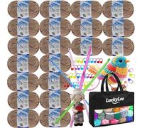 Double Knitting Wool, 20 x 50g Acrylic Crochet Yarn for Knitting, Double Knit Acrylic Wool Super Soft Crochet Yarn with Carry Bag, Crochet Hooks for Blankets, Baby Clothes, Hats, Gloves (Bear Brown)