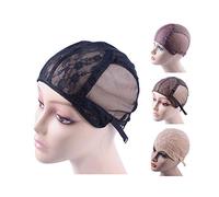 Double Lace Wig Cap for Making Wigs With Adjustable Strap on the Back Glueless Wig Caps Hairnets (Black S 52cm)