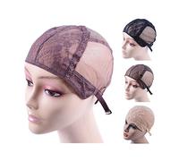 Double Lace Wig Cap for Making Wigs With Adjustable Strap on the Back Glueless Wig Caps Hairnets (Brown L 56 cm)