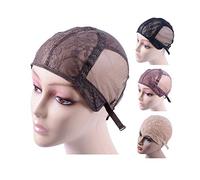 Double Lace Wig Cap for Making Wigs With Adjustable Strap on the Back Glueless Wig Caps Hairnets (Dark Brown M 54cm)