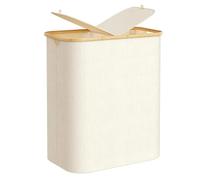 Double Laundry Hamper with Lid,2-Compartments Foldable Large Dual Sorting System Baskets with Removable Washable Inner Bags for Bedroom Bathroom Dorm Colloge Drity Cloth Toys Towels Storage(Beige)
