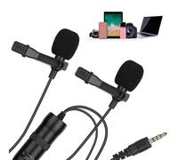 Double Lavalier Microphone, Dual Clip On Lapel Mic with HD Recording & Noise Reduction for Interviews, Streaming, Two People