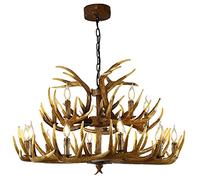Double Layer,15 Lights, Retro Country Style Deer Horn Lighting, Antler Candel E12 Base, Antlerp for Cafes, Bars, Kitchen (18 + 15 Lights), 18 + 15 L