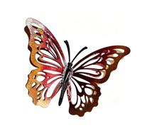Double Layer 3d Butterfly Metal Wall Art, Matte Black Hollow Butterfly Iron Wall Decor, Minimalist Floral Silhouette Metal Wall Sculpture For Bedroom Living Room Home Wall Decoration F 10CM