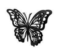 Double Layer 3d Butterfly Metal Wall Art, Matte Black Hollow Butterfly Iron Wall Decor, Minimalist Floral Silhouette Metal Wall Sculpture For Bedroom Living Room Home Wall Decoration A 10CM