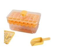Double Layer 68 Grids Ice Cube Tray with Lid Party Bar Ice Cube Maker Mould Ice Storage Box (Orange)