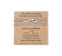 Double Layer Anklet for Women Silver - Stainless Steel Wave Anklet Waterproof Adjustable Beach Foot Jewellery Women Anklet Women Silver Modern Anklet, Gift Idea Friendship Jewellery