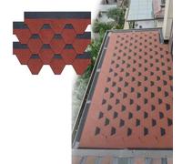 Double Layer Asphalt Roof Shingles, Red Roofing Shingles for Balconies Roof Renovation, Concrete Slopes, Pergola Garages Shed, Gazebo, Shed, Outdoor Storage, Chicken Coop, Patio(21pcs)