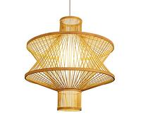Double Layer Bamboo Stick Chaners Dome Birdcage Pendant Lights Fixtures Vintage Hand-Woven Hanging Lamp Modern New Chinese Ceiling Lighting for Restaurant Living Room Kitchen Hotel