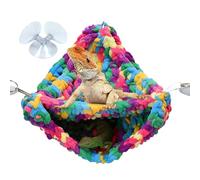 Double Layer Bearded Dragon Hammock, Bearded Dragon Hammock - Swing Soft Terrarium Linen for Reptile Lizards Chameleon Parrot Gecko