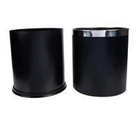 Double Layer Black Plastic Trash Bin with Lid Versatile Waste Can for Bathroom Office Kitchen & Sanitary Use Paper & Garba Container