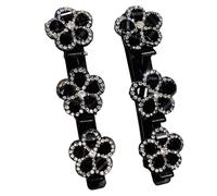 Double Layer Braided Hair Clips 2PCS, Sparkling Rhinestone Braid Clips, Non-Slip Hair Accessories for Styling Bangs and Updos