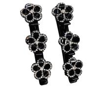 Double Layer Braided Hair Clips 2PCS, Sparkling Rhinestone Braid Clips, Non-Slip Hair Accessories for Styling Bangs and Updos