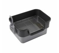 Double-Layer Bunny Litter Pan, Deep Black, Side Opening Entrance 7cm | Low-Entry Front Opening, bunny litter pan with Stainless Steel Tray, stain-resistant, for Playpens
