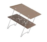 Double Layer Camping Table - Lightweight Aluminum Beach & Outdoor Picnic Table for Hiking, BBQ, Tailgating, Portable Folding Camping Desk