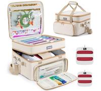 Double Layer Carrying Case for Cricut EasyPress 2/3 & EasyPress SE 12"x10" and 9"x9", Heat Press Storage Bag Fits HTVRONT 10"x10", Craft Organizer with Vinyl Storage, Tool and Accessories Pocket