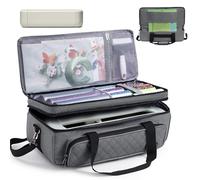 Double Layer Carrying Case for Cricut Explore 5, Circut Storage Bag with Vinyl Roll Organizer, Cutting Mat Pocket, Tool Compartments & Secure Machine Straps, Travel Tote for Circut Accessories