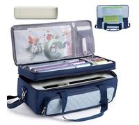 Double Layer Carrying Case for Cricut Explore 5, Circut Storage Bag with Vinyl Roll Organizer, Cutting Mat Pocket, Tool Compartments & Secure Machine Straps, Travel Tote for Circut Accessories