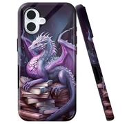 Double Layer Case for iPhone 16 Plus 6.7", Slim Shockproof Hard Phone Protective Cover for Men & Women, Hybrid TPU+PC Anti-Scratch Protective Durable Cute Phone Case, Purple Dragon Books